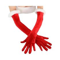 Luvas Longas De Veludo Quente E Espesso Para Mulheres Para Festa De Natal Outono Inverno Luvas De