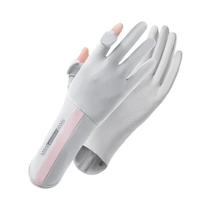 Luvas Longas De Verão Em Seda Gelada Para Mulheres, Proteção Solar, Antiderrapantes, Com Tela
