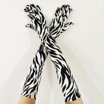 Luvas Longas Femininas De Veludo Dourado Com Estampa De Leopardo E Zebra, 53cm, Quentes Para O