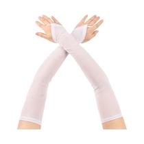 Luvas Longas Sem Dedos De Malha Elástica Respirável Para Mulheres Para Dirigir, Festas E Atividades