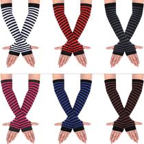 Luvas longas sem dedos SATINIOR para mulheres tricotadas em 6 pares
