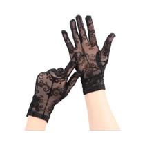 Luvas Longas Transparentes Pretas De Malha Com Estampa De Rosas 43CM Para Mulheres, Respiráveis,