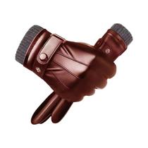 Luvas Masculinas De Inverno Para Motocicleta, Couro Genuíno, Pele De Carneiro, Quentes, Ajustáveis,