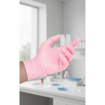 Luvas Nitrílicas Rosa Antiderrapantes Tamanho G (100 Unid)