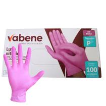 Luvas Nitrílicas Vabene Sem Pó Tam:p Com 100 Rosa Ref:7941