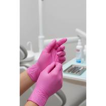 Luvas Nitrilo Rosa Tamanho M - Antiderrapante c/ 100
