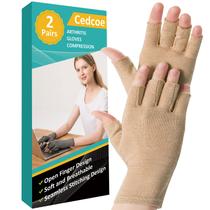 Luvas para artrite Cedcoe Fingerless Compression Coffee Large