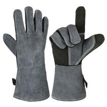 Luvas para churrasco, couro de vaca resistente ao calor, 14 polegadas, preto Luvas para churrasco, couro de vaca resistente ao calor, 14 polegadas, preto