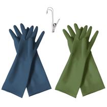 Luvas para lavar louça HOMSSEM, 2 pares de borracha premium, verde urbano, azul