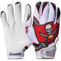 Luvas para receptores de futebol Franklin Sports Tampa Bay Buccaneers Youth NFL Team Logotipos da equipe Silicone Palm