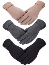Luvas Patelai Winter Touchscreen para mensagens de texto femininas, 3 pares