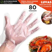 Luvas Plásticas Descartáveis Para Cozinha Alimentos Limpeza Higiene Multiuso 80 Unidades