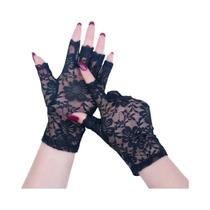 Luvas Pretas De Renda Sem Dedos Para Mulheres, Sensuais, Com Proteção Solar, Luvas De Condução, Meia Luvas Pretas De Renda Sem Dedos Para Mulheres, Sensuais, Com Proteção Solar, Luvas De Condução, Meia