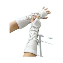 Luvas Pretas E Brancas Estilo Punk Sem Dedos 30cm Com Fivela De Ferro Para Dança De Rua E Shows -
