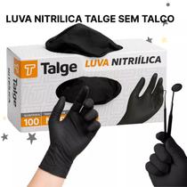 Luvas pretas m 10 unid anti alergicas sem talco nao resseca a pele para estetica marca talge luvas nitrilicas