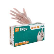 Luvas proced vinil c pó talge transparente 100un Luvas proced vinil c pó talge transparente 100un