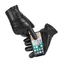 Luvas Retrô de Couro para Motocicleta / Luvas Impermeáveis para Moto/Fecho Zíper