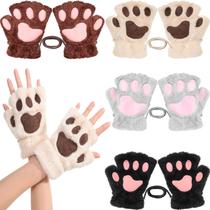 Luvas SATINIOR Cat Paw Fingerless, 4 pares para mulheres