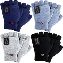 Luvas sem dedos de inverno, luvas conversíveis SATINIOR x4