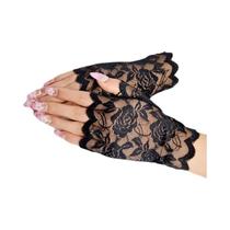 Luvas Sem Dedos Femininas de Renda - Sexy, para Festa e Casamento - Preto, Branco e Rosa