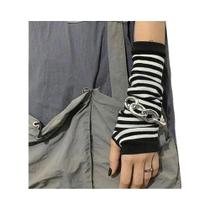 Luvas Sem Dedos Listradas Em Preto E Cinza Unissex, Estilo Harajuku, Com Mangas Longas. Luvas Sem Dedos Listradas Em Preto E Cinza Unissex, Estilo Harajuku, Com Mangas Longas.