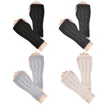 Luvas sem dedos Loritta Winter Warm Knit, aquecedores de braço x4