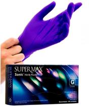 Luvas SuperMax Nitrilo Sonic Azul Texturizadas sem Pó 100un