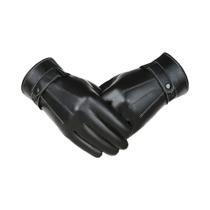 Luvas Térmicas De Couro Pretas Para Homens, Quentes Para O Inverno, À Prova De Vento E Água, Com