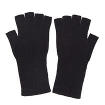 Luvas Térmicas Pretas De Inverno Sem Dedos De Malha, Masculinas E Femininas, Aconchegantes, Quentes,