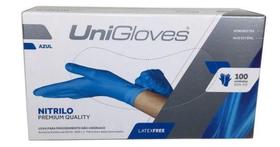 Luvas Unigloves Nitrílicas Cor Azul - Tamanho G - 100 unidades