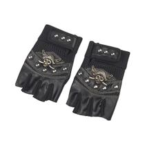 Luvas Unissex De Couro PU Com Rebites De Caveira Sem Dedos Para Motociclismo, Hip-Hop, Fitness E Luvas Unissex De Couro PU Com Rebites De Caveira Sem Dedos Para Motociclismo, Hip-Hop, Fitness E