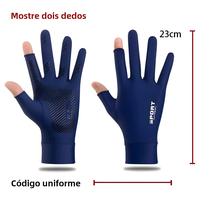 Luvas Unissex De Verão Em Seda Gelada Para Pesca E Ciclismo, Com Proteção Solar, Antiderrapantes,