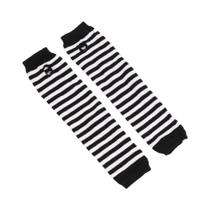 Luvas Unissex Punk Listradas De Tricô Sem Dedos Com Punho Hip-Hop, Aquecedor De Braço Elástico Para