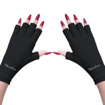 Luvas UV Shield MelodySusie para lâmpada de unhas de gel UPF50+ preta