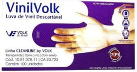 Luvas Vinil Volk Com 100Un Pequena Com Amido - Kit C/2Un