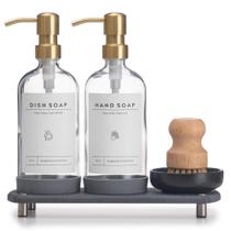 Luxo Conjunto dispensador de sabonete de cozinha ORCHID HOME Clear Glass