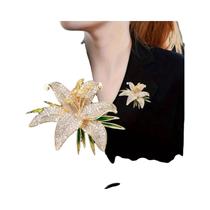 Luxuoso broche de flor de lírio elegante e estilo simples versátil colar de pino acessório elegante