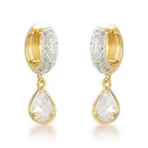 Luxuosos Brincos de Argola com Gota de Zircônia - Acabamento em Ouro Banhado Luxuosos Brincos de Argola com Gota de Zircônia - Acabamento em Ouro Banhado