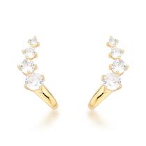 Luxuosos Brincos de Zircônia em Ouro 18k Estilo Cascata Luxuosos Brincos de Zircônia em Ouro 18k Estilo Cascata