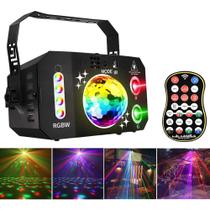 Luz Bola de Discoteca RGBW com Laser e Controle Remoto Ideal para Festas e Eventos OIH6904