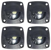 Luz Cortesia Preta Embutir Led Branco 12v Barco Lancha Kit 4
