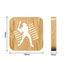 Luz da luz da luz da luz para beisebol madeira 3d lâmpada criativa