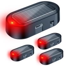 Luz de alarme fictícia alimentada por energia solar ELECTOP para carro, 4 unidades, vermelha