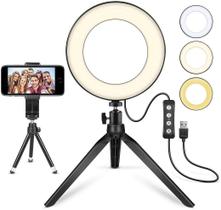 Luz de anel LED MACTREM 6 com suporte de tripé para vídeo do YouTube