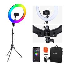 Luz de anel LED NEEWER RGB18 II de 18 polegadas com suporte de tripé
