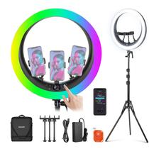 Luz de Anel LED Neewer RP19C 19cm RGB 42W - com Suporte e 3 Suportes
