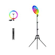 Luz De Anel RGB De 10 Polegadas (26cm) Com Tripé Telescópico E Suporte Para Telefone, Lâmpada LED