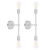 Luz de banheiro FadiMikoo Arandela de parede de níquel escovado de 2 luzes Luz de banheiro FadiMikoo Arandela de parede de níquel escovado de 2 luzes