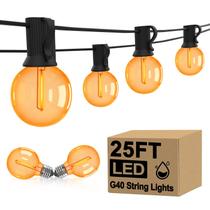 Luz de corda GOOTHY G40 7,6 m 27 LED laranja ao ar livre 110V Luz de corda GOOTHY G40 7,6 m 27 LED laranja ao ar livre 110V