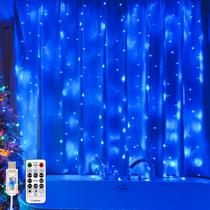 Luz de cortina SINAMER 200LED 2x2m azul 8 modos de controle remoto Luz de cortina SINAMER 200LED 2x2m azul 8 modos de controle remoto